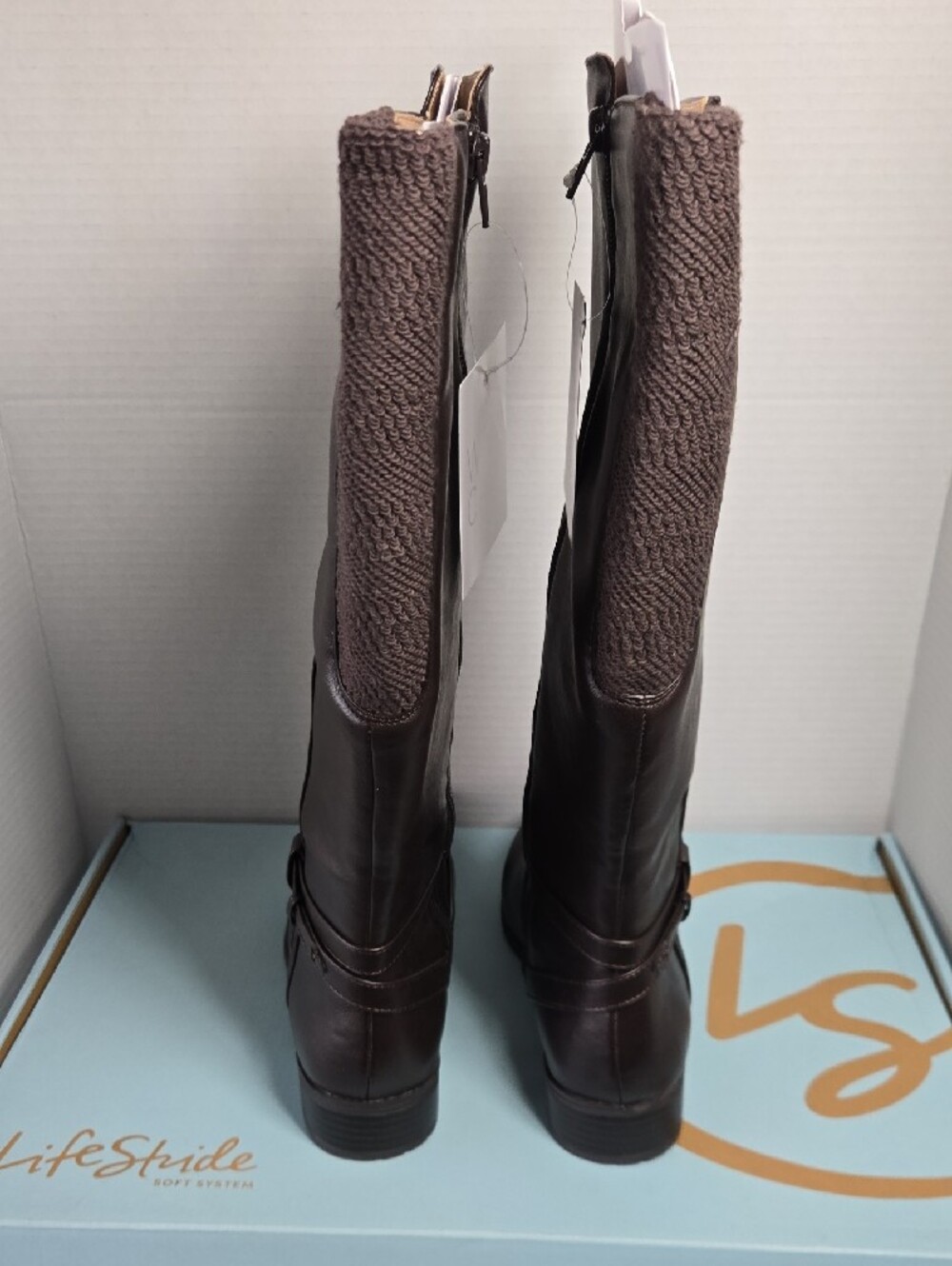 NEW Life Stride Dark Brown Wide Calf Knee-High Heeled Boots - Picture 3 of 8